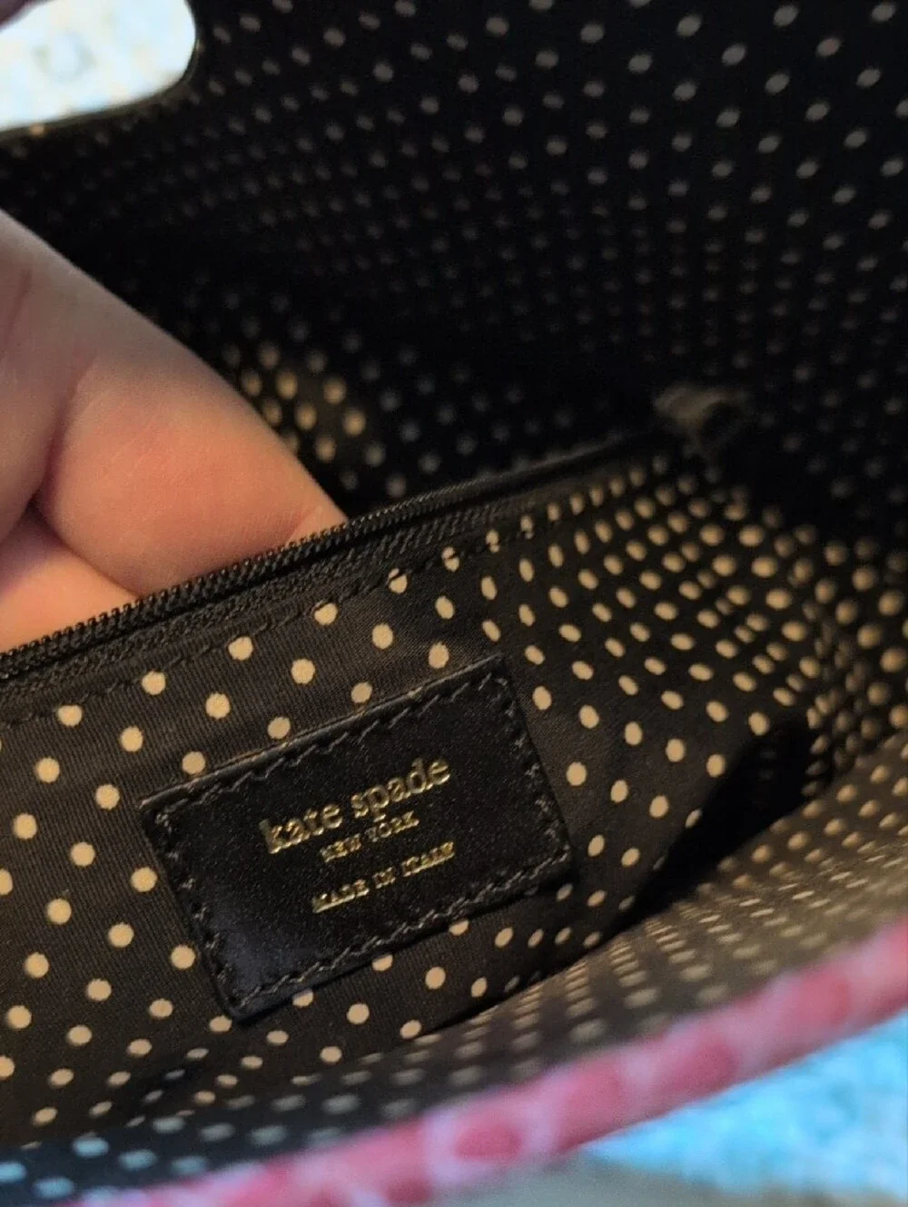 Kate Spade Black Tote Bag with Pink Trim